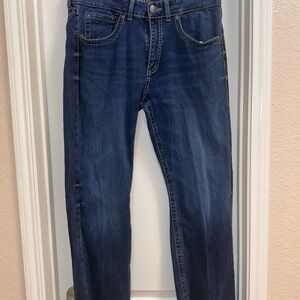 Men's Wrangler Rock 47 Straight Boot Cut Denim  Blue Jeans 36x32